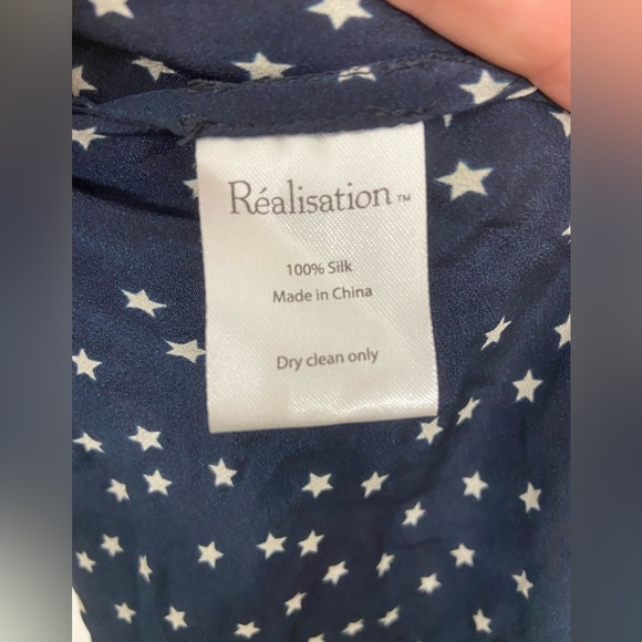 Realisation Alexandra Star Silk Warp Mini Dress Navy Size Small - Picture 3 of 6